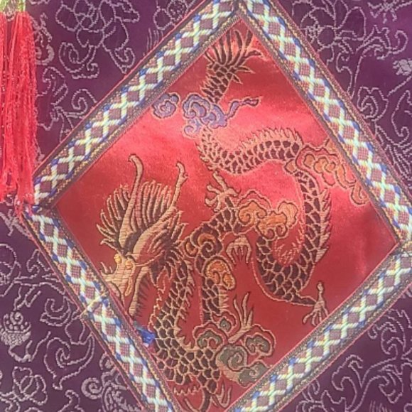 Vintage Asian Satin Brocade Purse, Satin Handbag with Embroidery - Picture 2 of 10